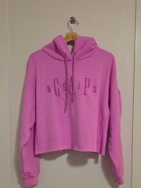 BEIS Pink Embroidered Cropped Hoodie